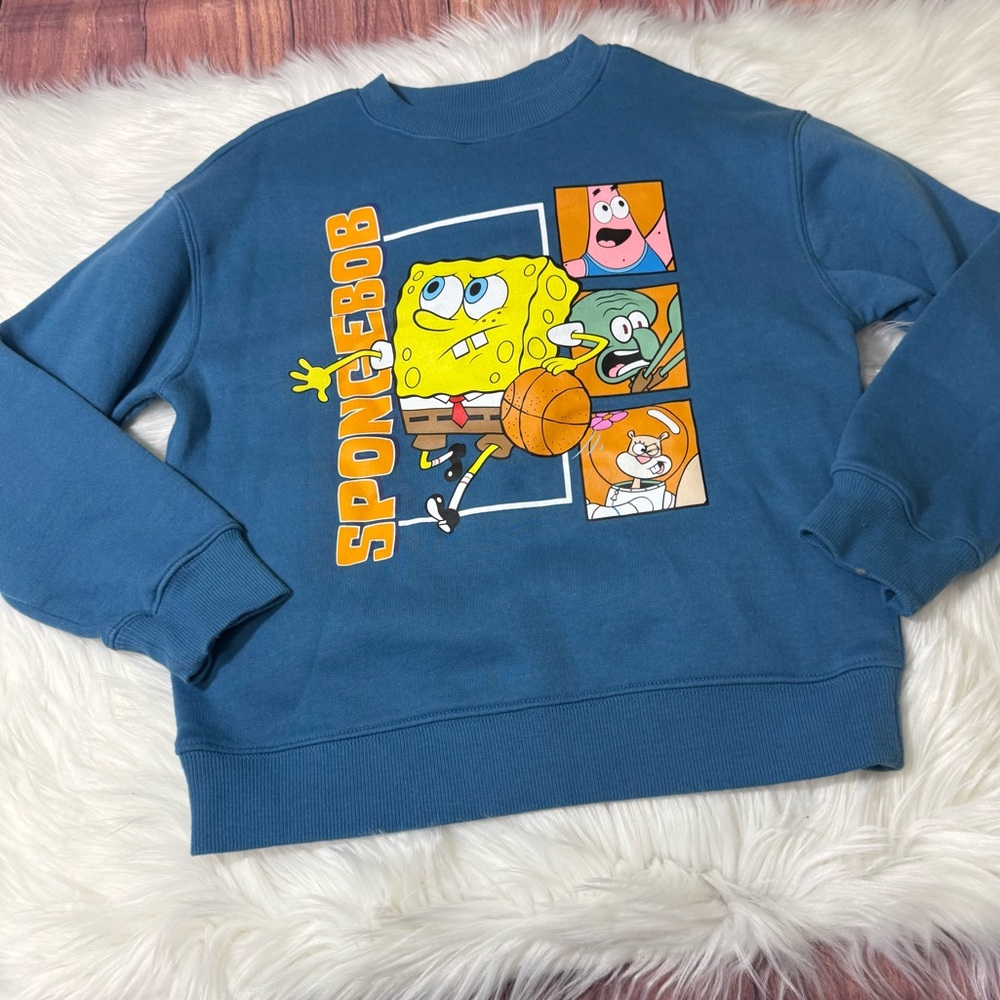 Nickelodeon SpongeBob SquarePants Blue Graphic Sweatshirt - Boys Size M (8)